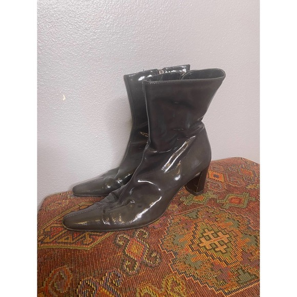 VINTAGE Vero Cuoio Black Leather Italian Booties 9 - Picture 1 of 7